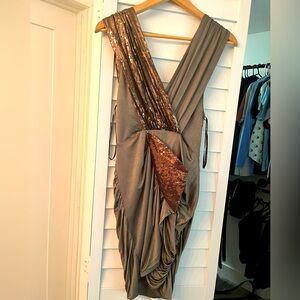 Bebe X-Small olive and copper dress- Only worn once